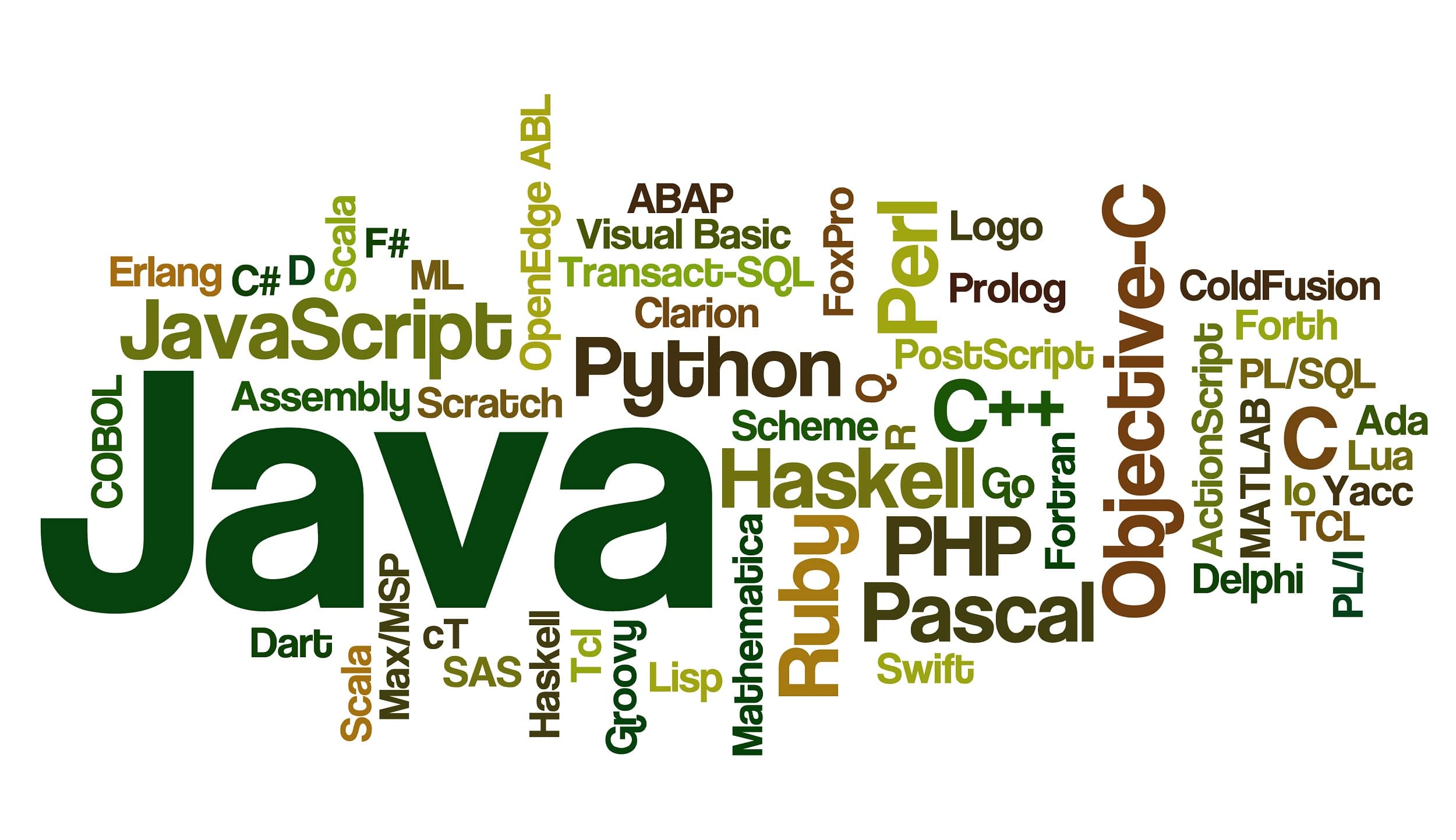 Différents langages informatiques Java CSS PHP