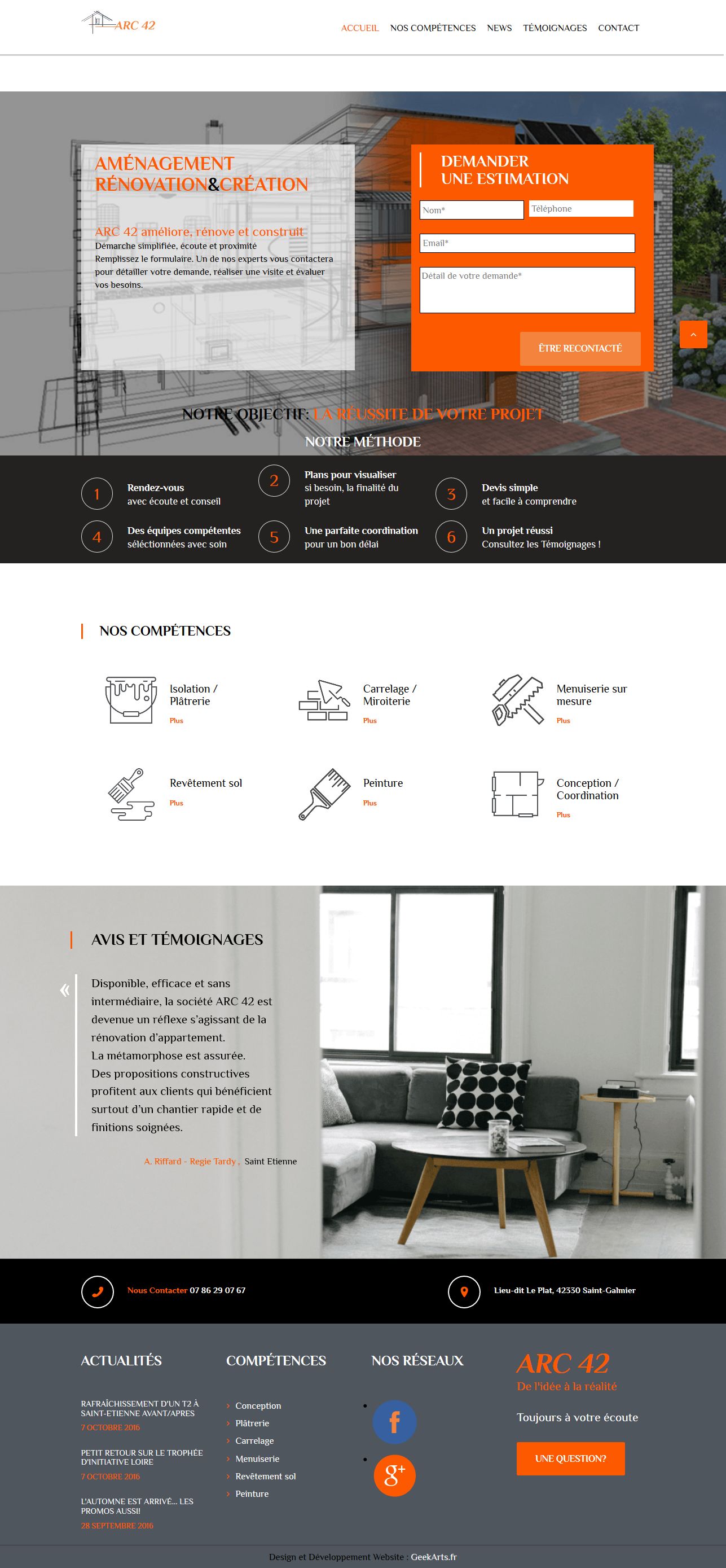 ARC42 – Aménagement Rénovation & Création-site vitrine créé par geekarts web agency